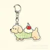 Lindo Llavero de Perro Salchicha Colgante Plano de Acrílico para Bolsa Estilo Pareja Adorno para Coche Arte de Línea Perro Pequeño