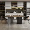 Modelo 2026, mesa de jantar com base de apoio de fundo inteiro, luxo leve estilo italiano, design moderno minimalista, adequado para apartamentos pequenos