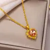 Colar Tiliani estilo Europeu e Americano novo minimalista coração de diamante rosa zircônia cúbica, charmoso colar feminino coração strass, atacado