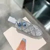 Pinza para el Cabello de Cristal Súper Brillante Estilo Coreano con Lazo, Pinza de Pato, Pinza Lateral de Corazón con Pedrería, Pasador Exquisito Dulce Versátil para Mujeres