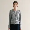 Elegante cárdigan de punto de manga larga con bloques de color para mujer, nueva colección de otoño 2026, holgado y casual, perfecto como capa interior
