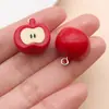 20 Colgantes de Frutas de Resina Roja Cereza Fresa Manzana Pimiento Verdura Colgante Pequeño Accesorios para Joyería DIY