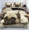 Ropa de cama Amazon transfronteriza de tres piezas impresión digital 3D animal gato perro sábana funda de edredón venta al por mayor de fábrica
