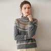 Suéter de Punto Grueso de Cachemira con Cuello Redondo Medio Alto Jacquard Fair Isle de Peso Pesado Capa Interior Camisa Base de Suéter de Gama Alta