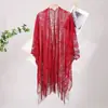 Xale Estilo Chinês Cheongsam Feminino Novo Cardigan Externo Primavera e Verão Fino Elegante Renda Vazada Franja Xale Antigo