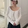 Camisola com estampa floral de outono coreana, cardigã de tricô, top de duas peças slim-fit, roupas femininas 18787