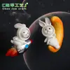 Tarjeta de paisaje en miniatura con un lindo conejo espacial, adorables accesorios de resina, manualidades decorativas creativas y pequeños adornos