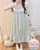 Pijama de Algodón Nube para Mujer, Estilo Verano con Almohadillas en el Pecho, Ribete de Encaje, Camisola de Lunares, Ropa de Casa Delgada que se Puede Usar Afuera