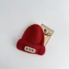 Gorro Rojo de Año Nuevo para Niños Otoño e Invierno Tejido para Niño Suéter Gorro Marca de Letra Gorro de Lana Grande Rojo para Bebé Niña Moderno