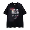 Camiseta Masculina Manga Curta Solta com Letras de Grafite Manuscrito Hip-Hop Tendência Ins Estilo de Rua Camiseta Preguiçosa Verão Gola Redonda