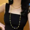 Collar de Perlas Shijia de Color Mixto Dorado Maillard para Otoño e Invierno para Mujer con Múltiples Formas de Usar Cadena Extendida para Suéter para Mujer