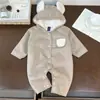 Ropa de Invierno para Bebés Niños y Niñas Estilo Coreano Nuevo Estilo Monos Lindos con Orejas de Conejo Capucha de Lana de Cordero Ropa de Escalada para Salir