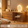 Penteadeira de madeira maciça para quarto, modelo novo simples e moderno, criado-mudo com gaveta, mesa de maquiagem integrada estilo chinês novo