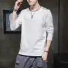 Camiseta de manga larga para hombre, primavera y otoño 2024, nueva marca de moda, ropa holgada de dos piezas que combina con todo, para otoño.