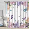 Cortina de Ducha de Tela Impermeable Resistente al Moho con Estampado Digital de Mariposas de Amazon para Baño, Partición de Tela para Ducha, Sin Perforaciones