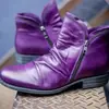 Nuevas Botas de Tobillo de Punta Redonda con Tacón Grueso y Cremallera Doble Lateral para Mujer 2020 wish Botas Martin Transfronterizas