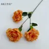 Rosa Artificial con 3 Cabezas, Rosa de Diamante para Arreglo Floral de Salón de Bodas, Rosa de Borde Enrollado para Decoración del Hogar, Flores Artificiales al por Mayor