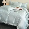 Conjunto de verão de jacquard Tencel lavado com laço, seda gelada, capa de edredom sedosa e lisa, conjunto de cama de três peças de alta qualidade