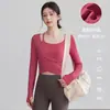 Ropa de Yoga de Nuevo Estilo para Mujer, Tops Elegantes Adelgazantes con Almohadillas en el Pecho, Ropa Profesional de Entrenamiento Pilates Fitness, Manga Larga para Mujer