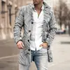 Abrigo de Lana para Hombre Otoño/Invierno 2023 con Estampado, Gabardina de Lana de Longitud Media, Chaqueta de Botonadura Única Amazon, En Stock