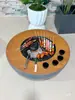 Nuevo Estufa de Barbacoa de Carbón Juego de Té Mesa Integrada Rural Calefacción Exterior de Patio Mesa de Café para el Hogar