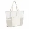 Bolsa de Playa Transparente Plegable con Separación Húmedo y Seco, Bolso de Mano Portátil de un Solo Hombro para Viaje, Bolso de Mano Transpirable para Exteriores de Verano