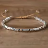Pulsera tejida a mano de ángulo de corte 2x3 color plata Ajustable Pulsera de cuentas de plata rota Moda para mujer Joyería exquisita