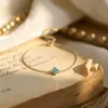 Pulsera de plata de ley S925 con trébol de cuatro hojas de turquesa de la suerte para mujer, lujo ligero, alta gama, joya versátil de flor de cuatro hojas estilo francés