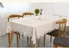 Mantel de Algodón Liso, Mantel de Algodón y Lino para Mesa de Café, Cubierta Rectangular para Mesa, Toalla Multiusos, Resistente al Calor, Estilo Chino