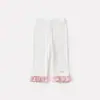 Leggings de Estilo Nuevo de Verano para Bebés y Niños Pequeños con Estrellas 3D y Dobladillo con Volantes para Niñas, Pantalones Dulces de Encaje en Color de Contraste