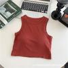 Camisola corta en forma de I para mujer, ropa interior con almohadilla para el pecho, estilo coreano, sin mangas, novedad de verano