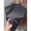 Nuevo Top de Punto Blanco Ajustado para Mujer de Primavera y Otoño con Cuello Semi Alto y Mangas Tres Cuartos