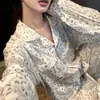 Pijama de Leopardo High-End Coreano para Mulheres Outono e Inverno 2025 Novo Conjunto de Veludo Espesso Quente com Mangas Longas para Casa