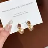 Set de Pendientes Otoño e Invierno Pendientes Retro Maillard Piedra Ojo de Tigre Pendientes Versátiles Personalizados Pendientes de Ámbar para Mujer