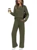 Traje de Mujer Europeo y Americano Transfronterizo Nuevo Otoño 2025 Top de Manga Larga con Cuello Redondo Pantalón Casual de Cintura Elástica Pantalón de Pierna Ancha