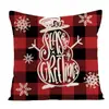 Funda de Almohada Navideña 2022 Serie Roja Transfronteriza Nueva Estampada Lino Hogar Sofá Cojín Respaldo Fabricación de Almohadas