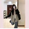 Estilo Holgado Otoño e Invierno Gris Cárdigan Suéter de Manga Larga para Mujer 2025 Nuevo Estilo Color de Contraste Estudiante Casual Prendas de Punto Chaqueta Tendencia