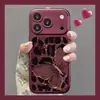 Cordão de borboleta com estampa de leopardo, adequado para capa de celular Apple 18pm, iPhone 17, Vermelho bordô, 16 capa de silicone, 15, para mulheres