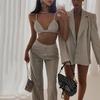 Estilo Ins Europeo y Americano Nueva Llegada Camisola Ajustada Recta Pantalones de Cintura Alta Sexy Abrigo de Lentejuelas Traje de Club Nocturno