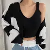 Conjunto de Suéter de Punto Versátil con Tirantes Estilo Coreano, Moda de Commuter Nueva Primavera y Otoño 2026, Atuendo Corto Elegante de Mujer de Moda