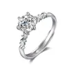 Amor de Sexta Generación Chapado en Plata - Anillo Abierto de Piedra Preciosa Ajustable de 1 Quilate con Seis Garras, Directo del Fabricante