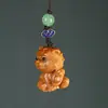 Palo de rosa tallado Fortuna Zodiaco Tigre Cadena para teléfono móvil Llavero Colgante DIY Lingote Colgante de Tigre Joyería