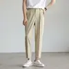 Liquidação Calças Casuais Frescas de Seda de Gelo de Verão para Homens, Novas Calças de Viagem de Secagem Rápida, Calças Cropped Casuais de Negócios