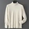 Suéter de Lana Pura Nuevo Otoño/Invierno Baicai Rong para Hombre de Cuello Medio Alto Engrosado Negocio Casual Simple Tejido Capa Base