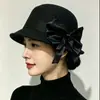 Elegante sombrero de pescador con lazo estilo francés, sombrero versátil retro Hepburn para otoño/invierno, chic y sofisticado, sombrero tipo cubo estilo británico, operado por uno mismo