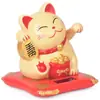 Gato de la Suerte que Mueve la Pata con Energía Solar Adorno para Coche Japonés Versión China Decoración para Pastel Tamaño Pequeño 2.5 Pulgadas Mano que Mueve