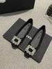 Flats de Diseño de Alta Gama con Pedrería Francesa para Mujer Primavera y Otoño 2025 Ropa de Trabajo Nueva Versátiles Zapatos Planos de Punta Cuadrada