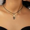 Europeu e americano moda personalidade metal dupla cruz cobra osso corrente cubana pingente colar nicho design alto sentido