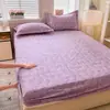 Sábana Bajera Ajustada de Algodón Cepillado Engrosado, Universal para Todas las Estaciones, Estampada, Completamente Cerrada, Resistente a la Suciedad, Cubre Cama Antideslizante de Algodón, Funda Protectora, Juego de Tres Piezas