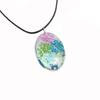 Planta DIY Criativa Pingente Personalizado Colar Oval Feminino Três Cores Gipsofila Joia Esférica de Vidro Feita à Mão